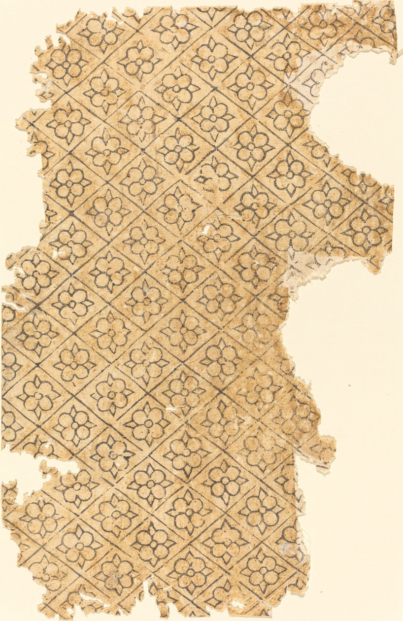 Folha com Padrão de Flores e Diamantes de German 16th Century