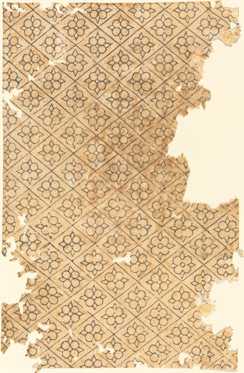 Folha com Padrão de Flores e Diamantes de German 16th Century