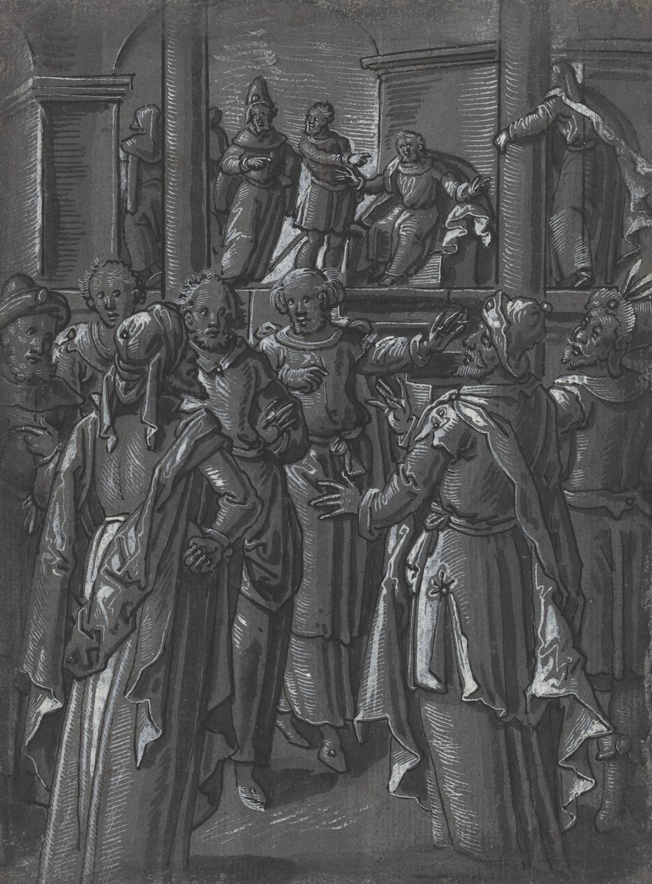 O Sumo Sacerdote diante de Pilatos [verso] de German 16th Century