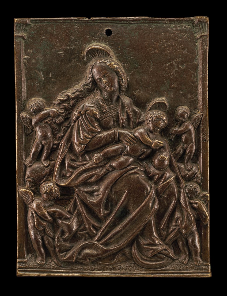 A Virgem e o Menino com Quatro Anjos de German 16th Century