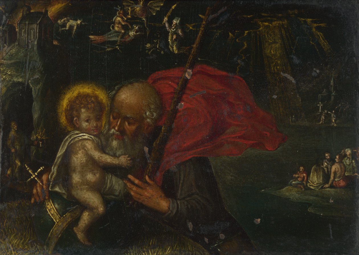 São Cristóvão carregando o Cristo Infantil, século XVII de German Master