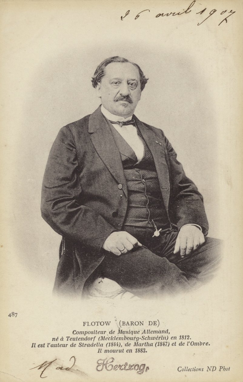 Barão de Flotow, compositor alemão (1812-1883) (fotografia a preto e branco) de German Photographer