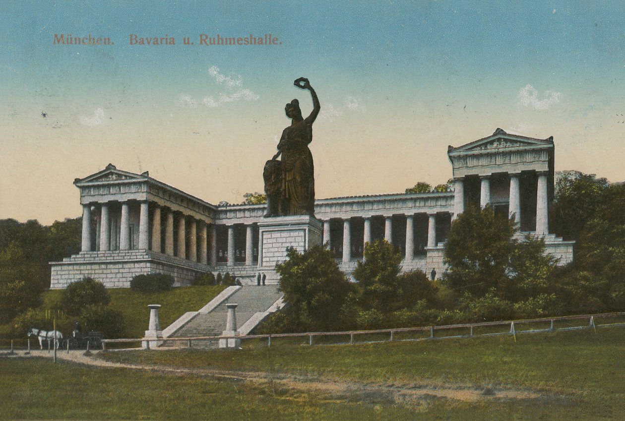 Estátua da Baviera e Ruhmeshalle, Munique. Postal enviado em 1913. de German Photographer