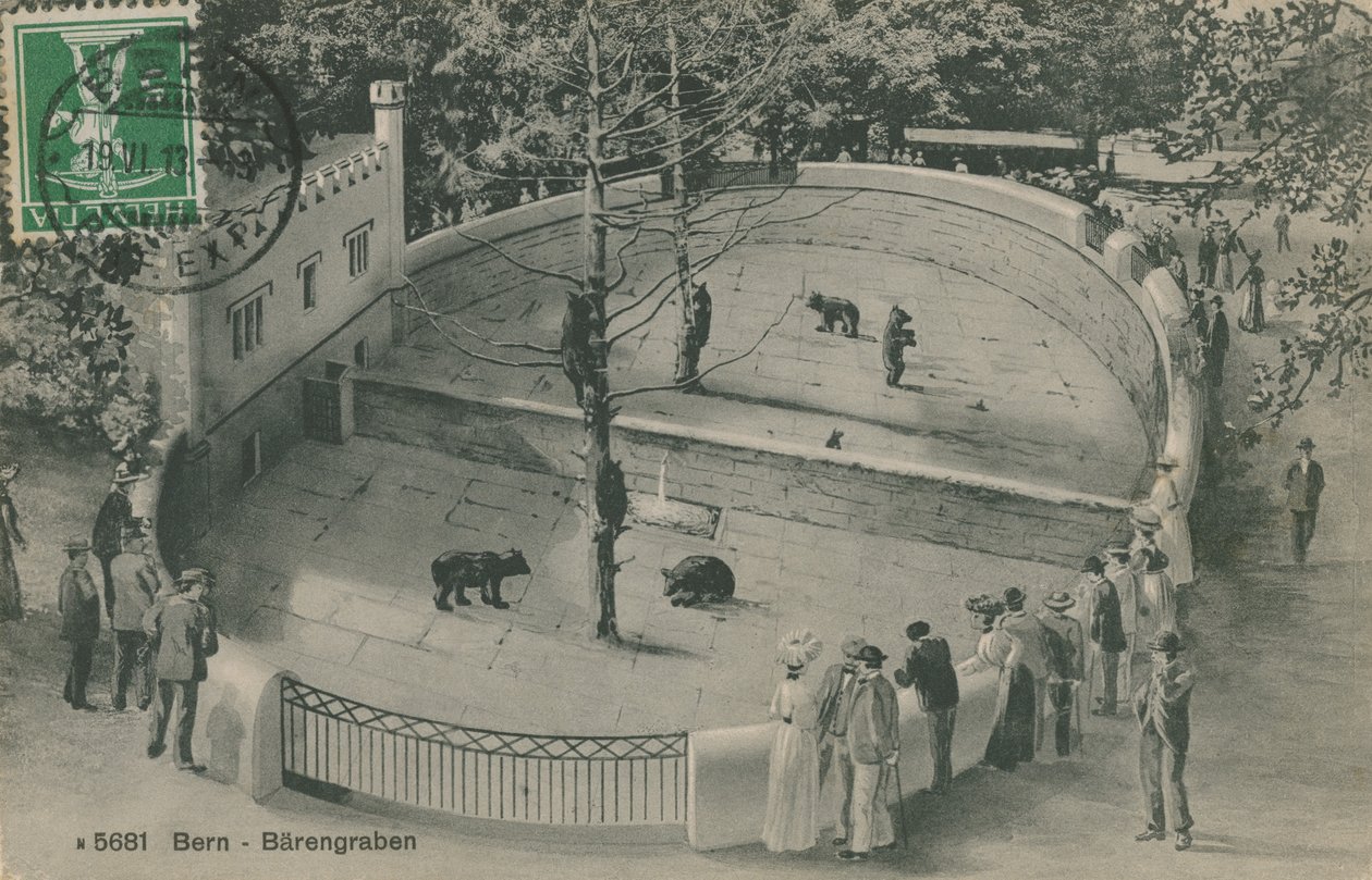 Jardim Zoológico de Berna, Jardim dos Ursos. Postal enviado em 19 de junho de 1913. de German Photographer