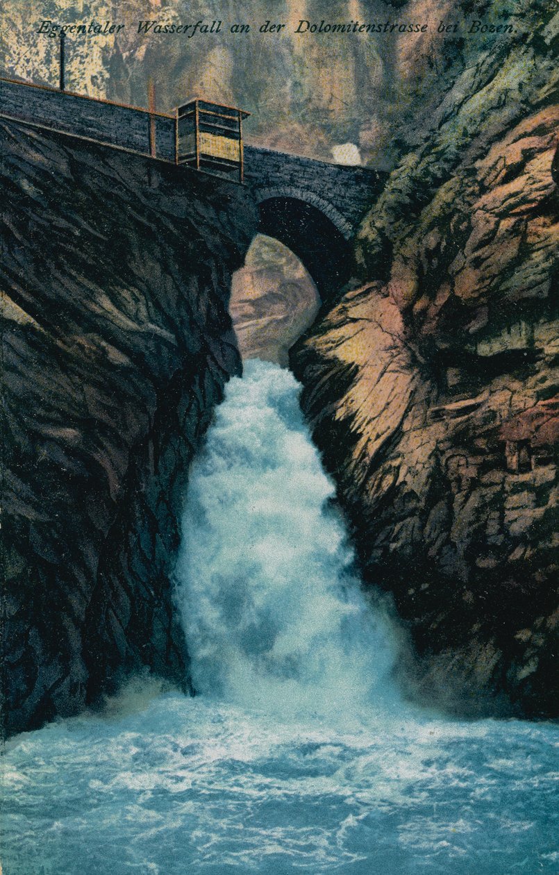 Cascata de Eggental na estrada das Dolomitas, perto de Bolzano. Postal enviado em 7 de agosto de 1913. de German Photographer