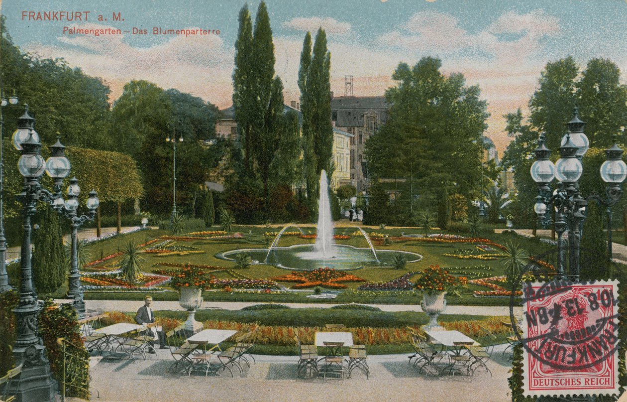 Frankfurt, Palmengarten, O canteiro de flores. Postal enviado em 1913. de German Photographer