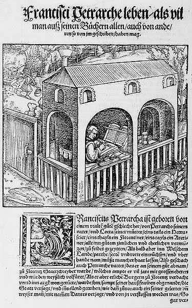 Um monge franciscano copiando um manuscrito de German School