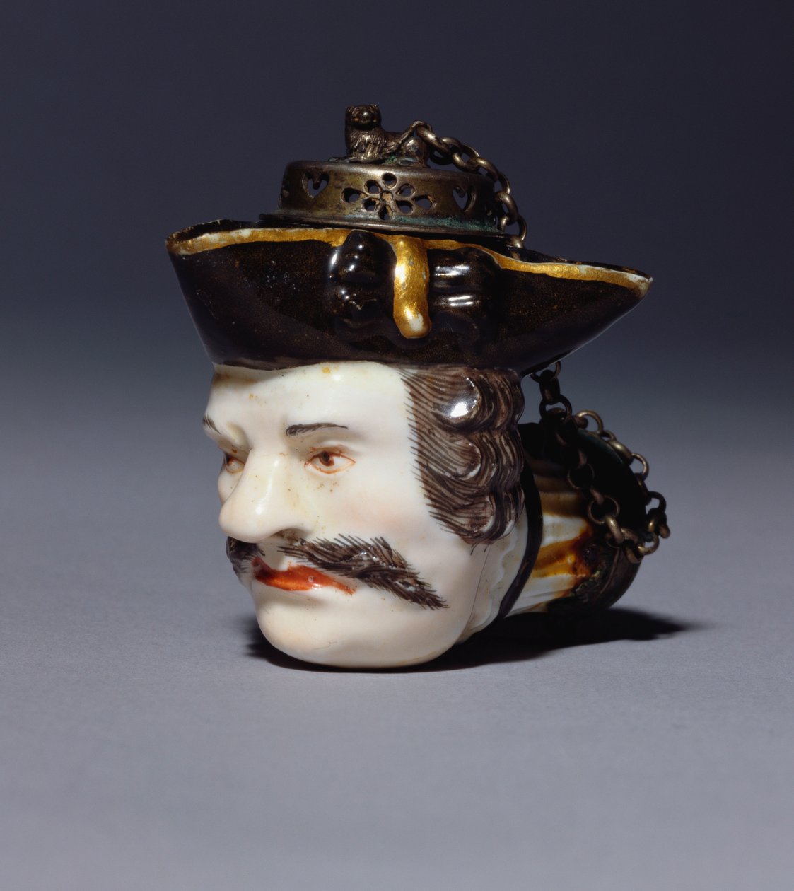 Um cachimbo de retrato de Meissen modelado como a cabeça de Schmiedel, c.1750 (porcelana) de German School