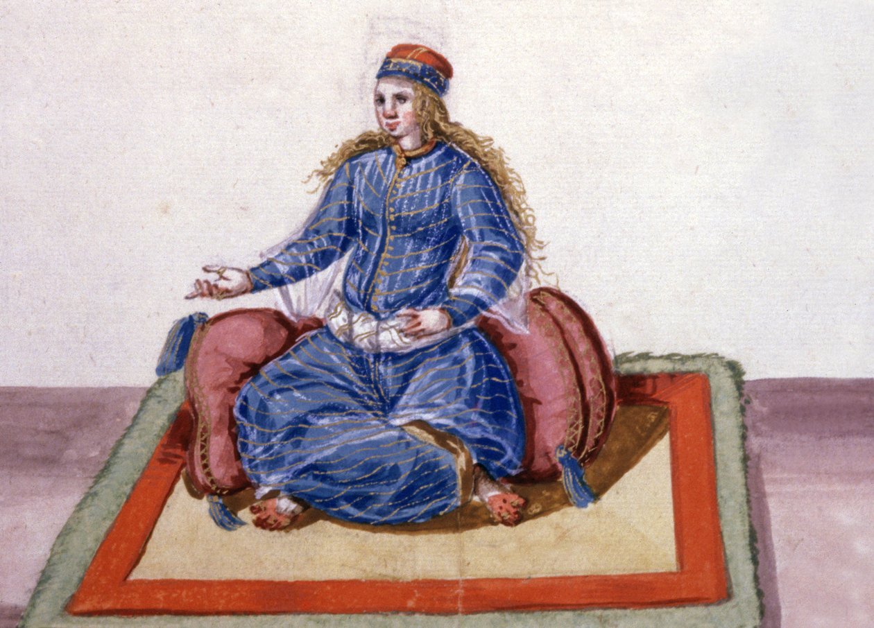 Um favorito na corte do Sultão Otomano, c.1600 (aguarela) de German School