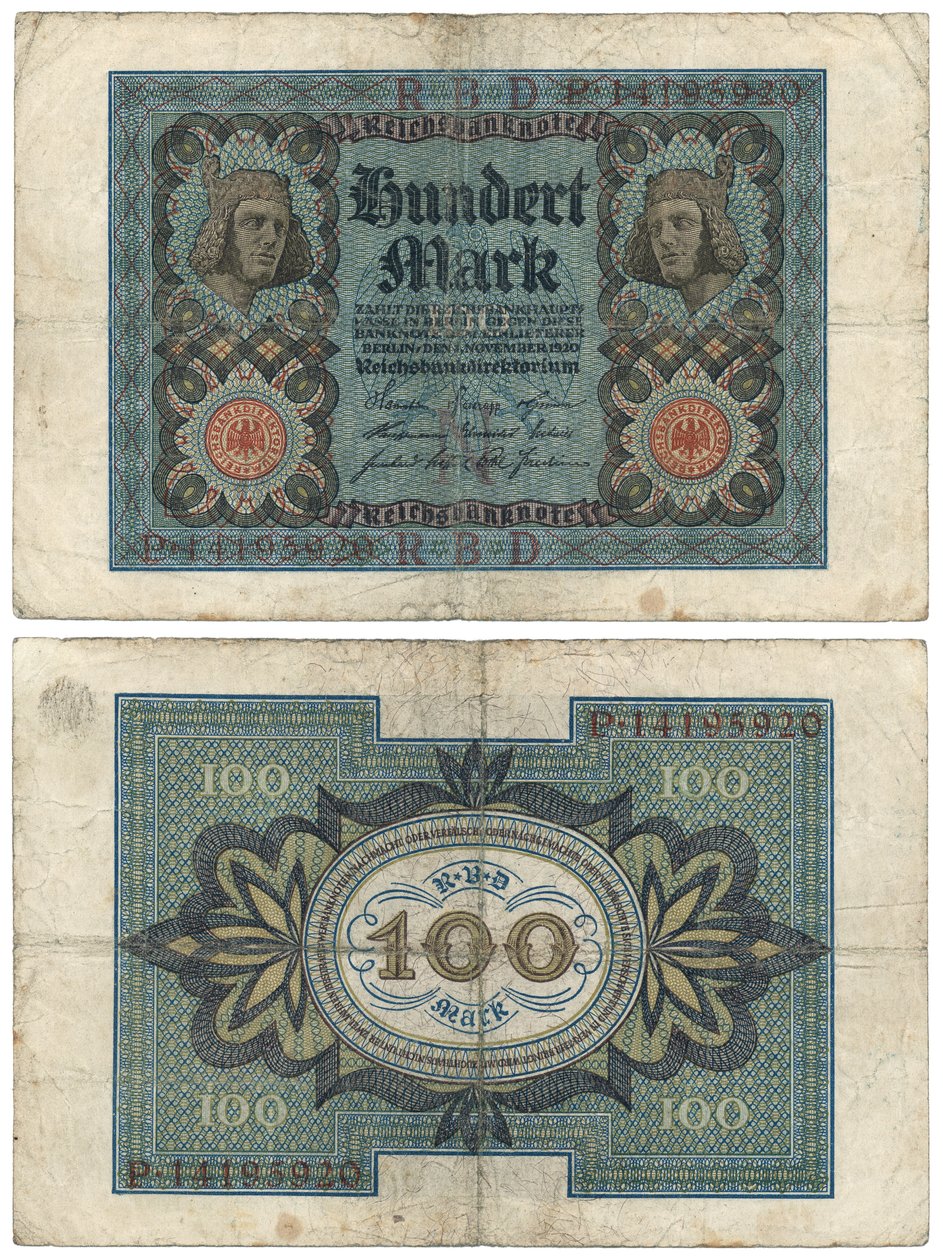 Nota de cem marcos, 1920 (recto e verso) de German School