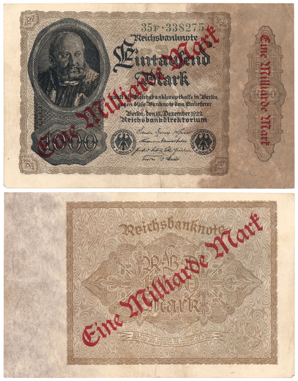 Uma nota de um bilhão, 1922 de German School