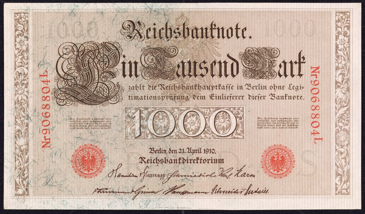 Uma nota de mil marcos, 1910 de German School