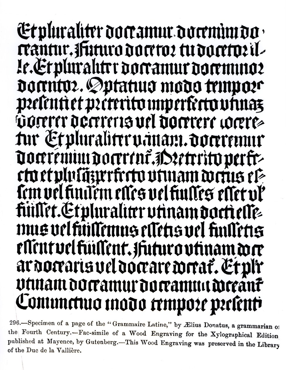Uma página do &39;Grammaire Latine&39;, de Aelius Donatus, ilustração de &39;Ciência e Literatura na Idade Média e Renascimento&39;, escrita e gravada por Paul Lacroix, 1878 de German School