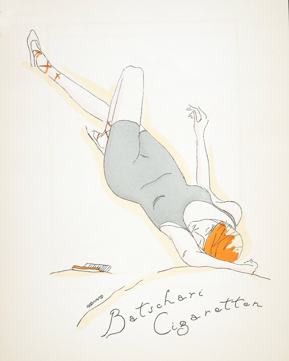 Anúncio de "Batschari Cigaretten", de Styl, pub.1922 (impressão em pochoir) de German School