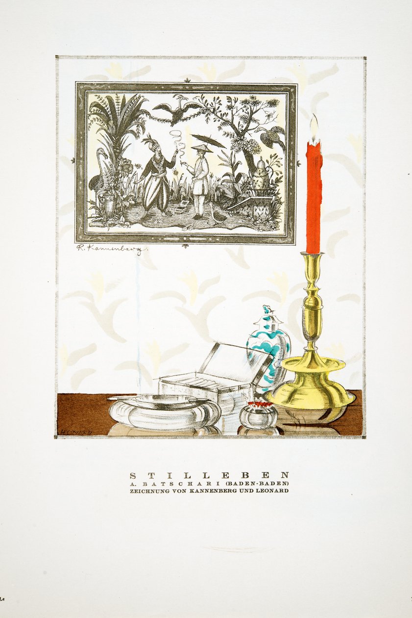 Anúncio de "Batschari Cigaretten", de Styl, pub.1922 (impressão em pochoir) de German School