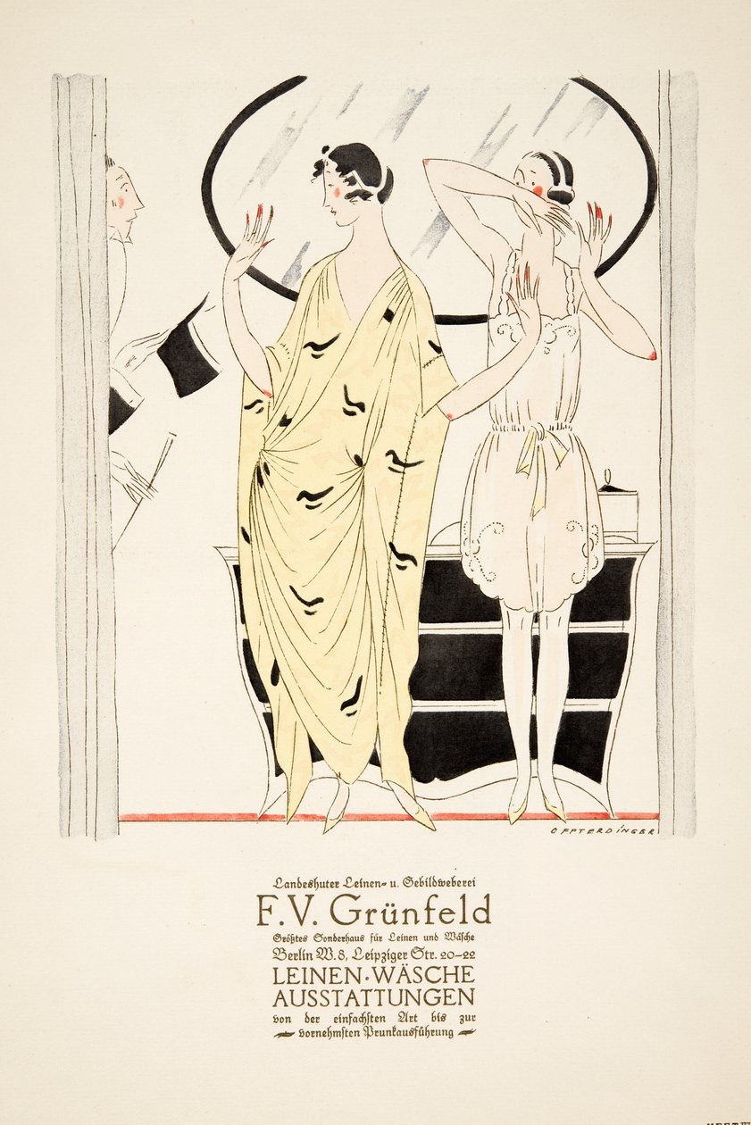 Anúncio de "F.V. Grunfeld", de Styl, pub.1922 (impressão em pochoir) de German School