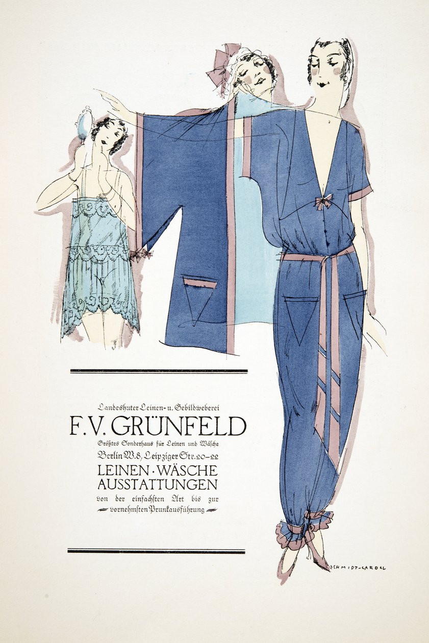 Anúncio para "F.V. Grunfeld", de Styl, pub.1922 (pochoir print) de German School