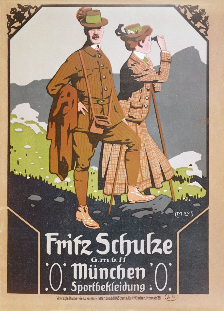 Propaganda para roupas de passeio Fritz Schulze, c.1910 de German School