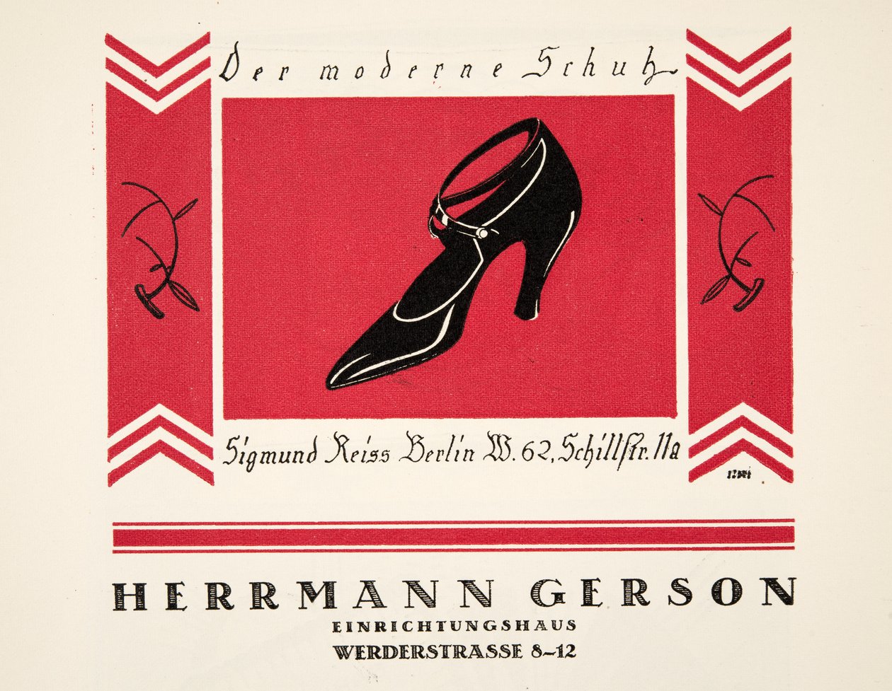 Anúncio dos sapatos Herrmann Gerson, de Styl, pub.1922 (impressão em pochoir) de German School