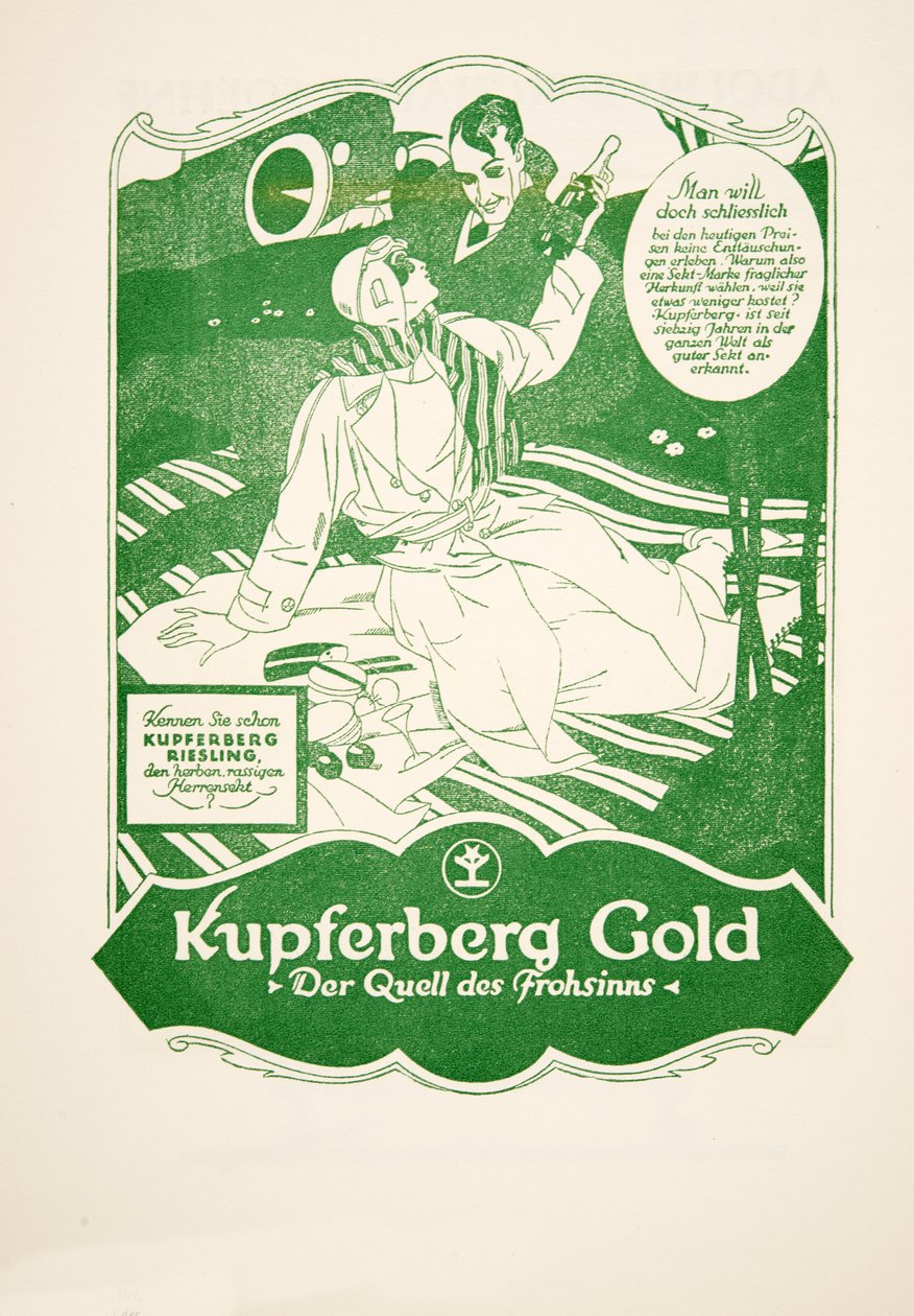 Anúncio de Kupferberg Gold, de Styl, pub.1922 (impressão em pochoir) de German School