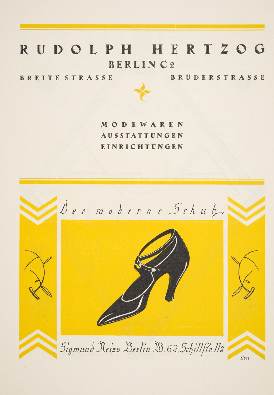 Anúncio para Rudolph Hertzog Shoes, de Styl, pub.1922 (pochoir print) de German School