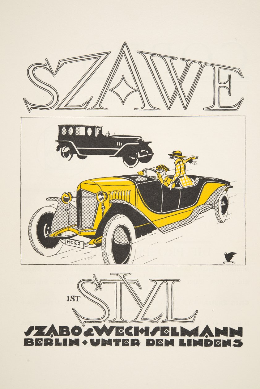 Anúncio para Szawe (Szabo & Wechselmann), de Styl, pub.1922 (pochoir print) de German School