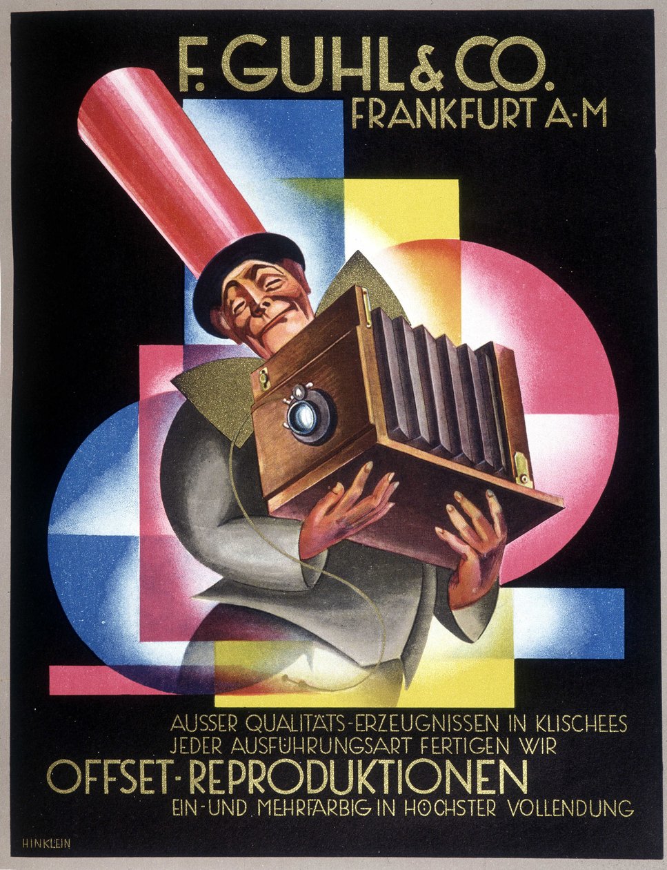 Publicidade para o fabricante alemão de câmaras Offset. No "Gebrauchs Graphik", jornal alemão de German School