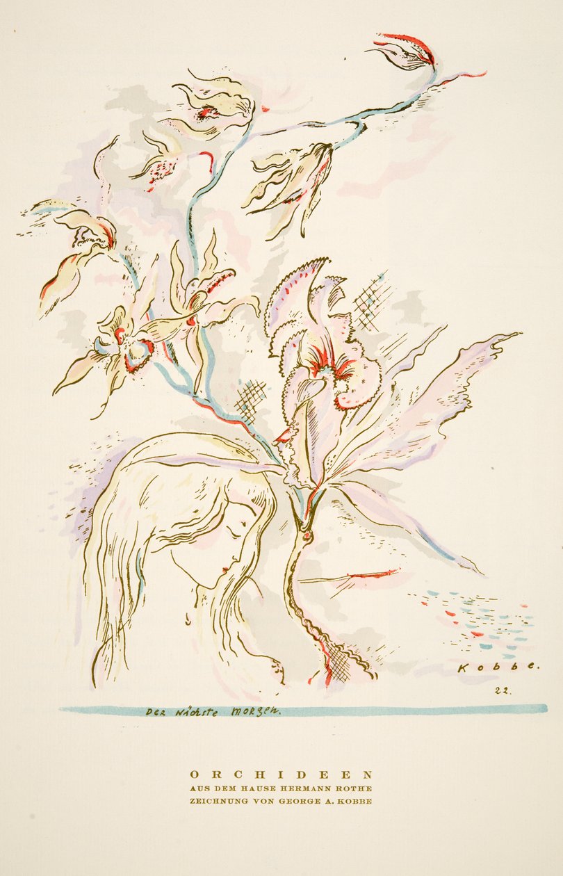 Anúncio "Orchideen aus dem Hause Hermann Roth" de Styl, pub.1922 (impressão em pochoir) de German School