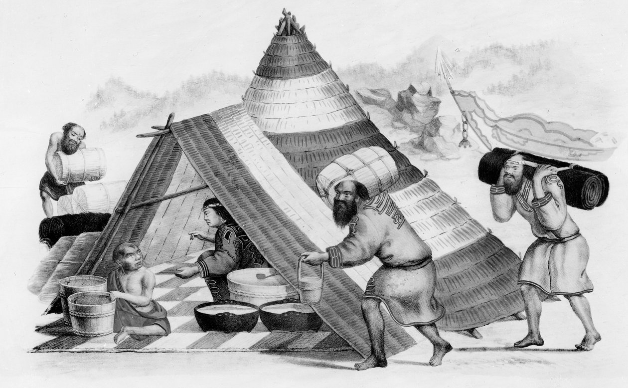 Comerciantes Ainu na ilha japonesa de Jezo de German School