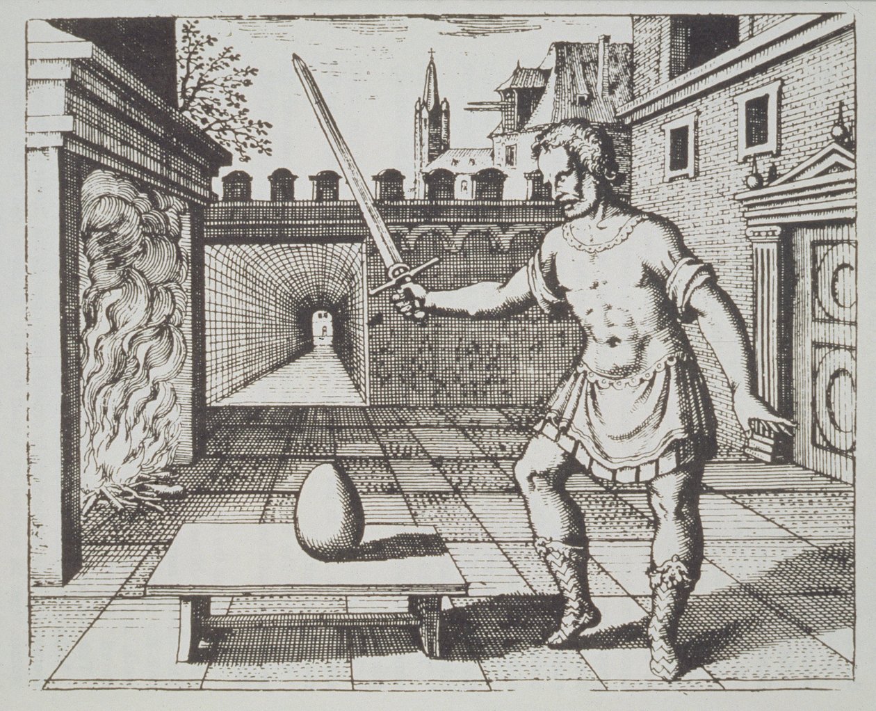 Alegoria alquímica: O ovo dos filósofos, de Srutinium Chymicum, de Michael Majer (1687), ilustrado em uma história da magia publicada no final do século XIX. de German School