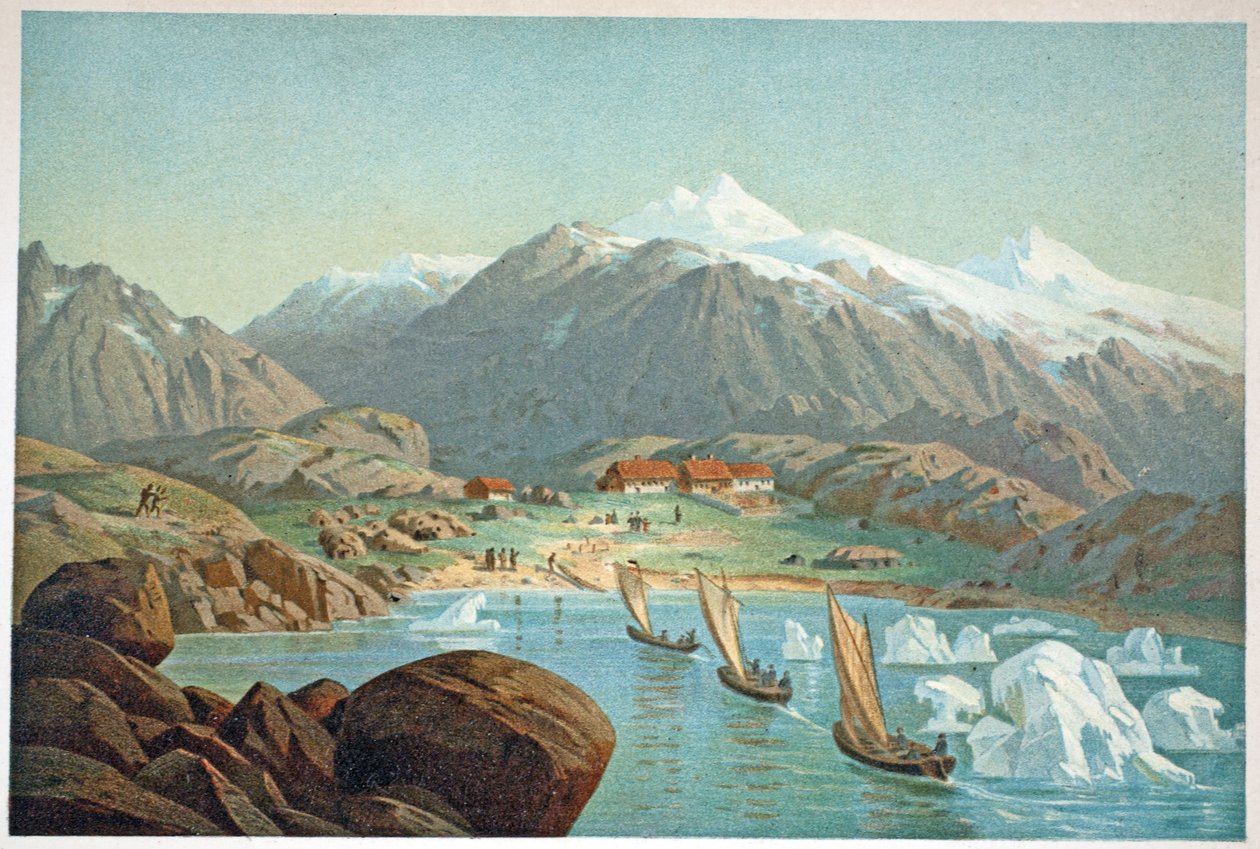 Chegada de barcos em Friedrichstal, p. Londres, 1874 de German School