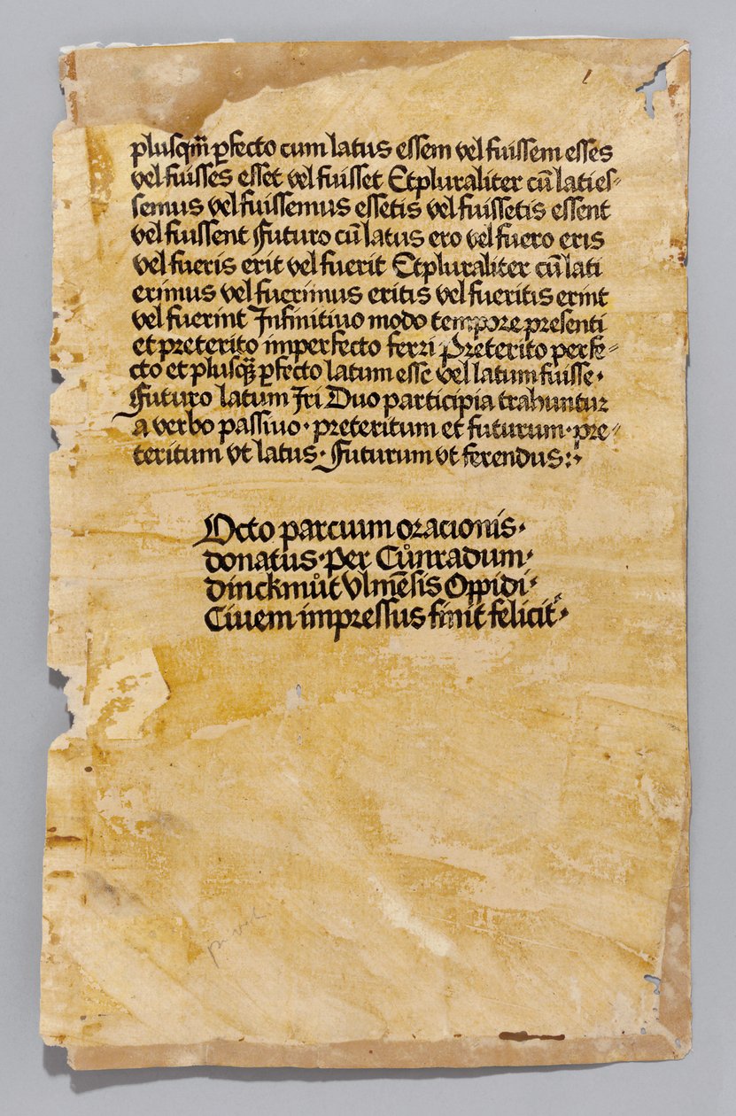 Ars Minor de Aelius Donatus, impresso por Konrad Dinckmut, Ulm, c.1476-80 (blockbook) de German School