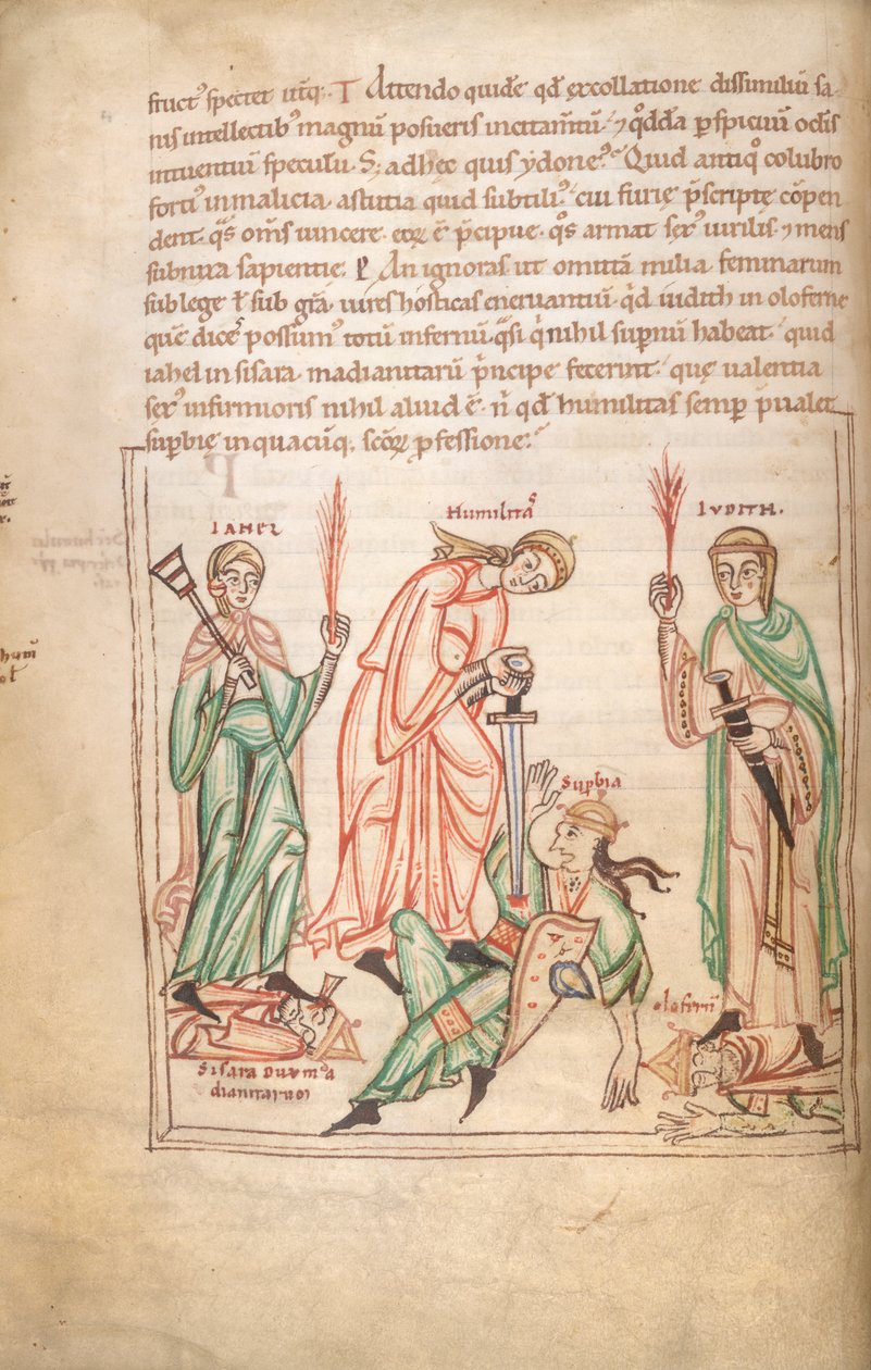 Arundel 44 f.34v, Vitória da Humildade (vellum) de German School