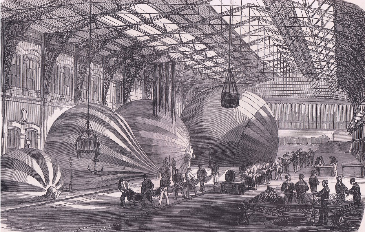 Balloon manufactory, Cassells History of the War between France and Germany publicado por Cassell and Company Limited, c.1890 (litho) de German School