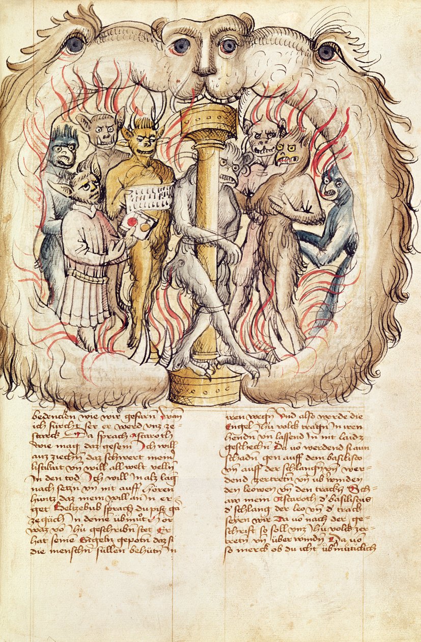 Belial e os Demônios, dos Proces de Belial de J. de Therano de Antonius Ruttel de Parmenchingen, 1450 de German School