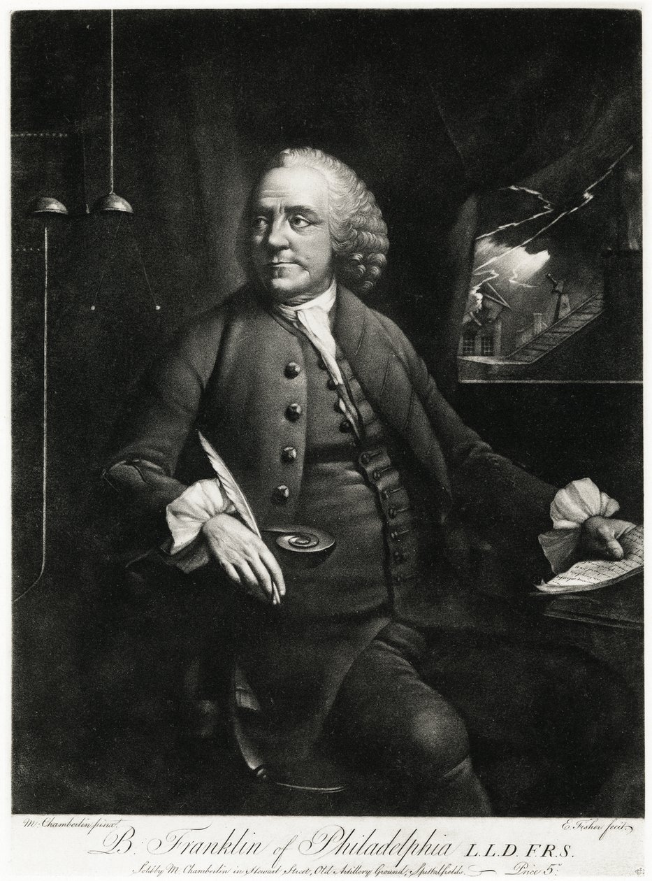 Benjamin Franklin, 1884-90 (fototipo) de German School