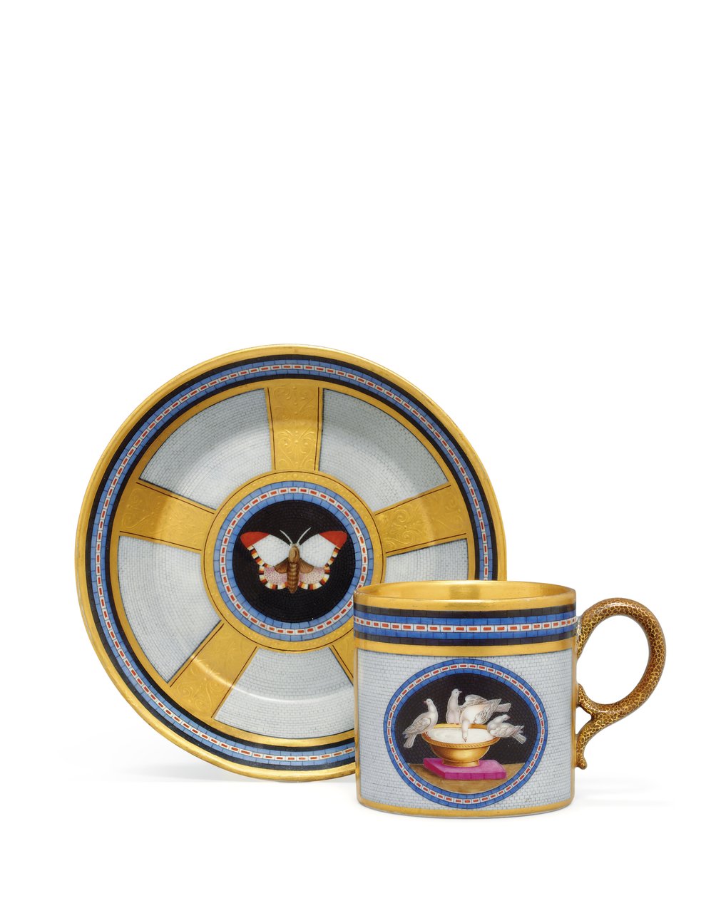 Berlim faux pietra dura e lata e pires de café micromosaico, c.1810-15 (cerâmica) de German School