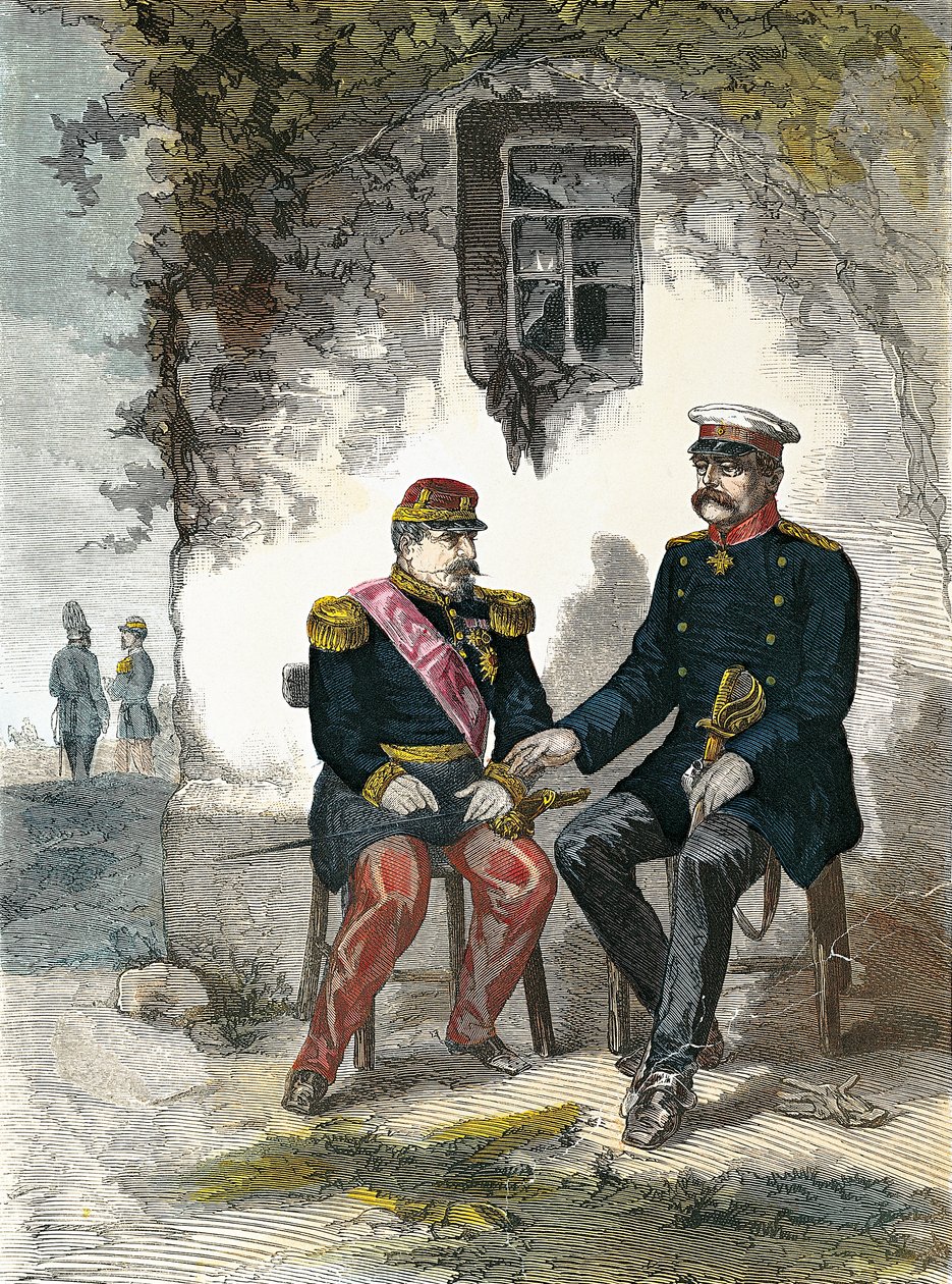 Bismarck conversando com Napoleão III após sua captura na Batalha de Sedan, 2 de setembro de German School