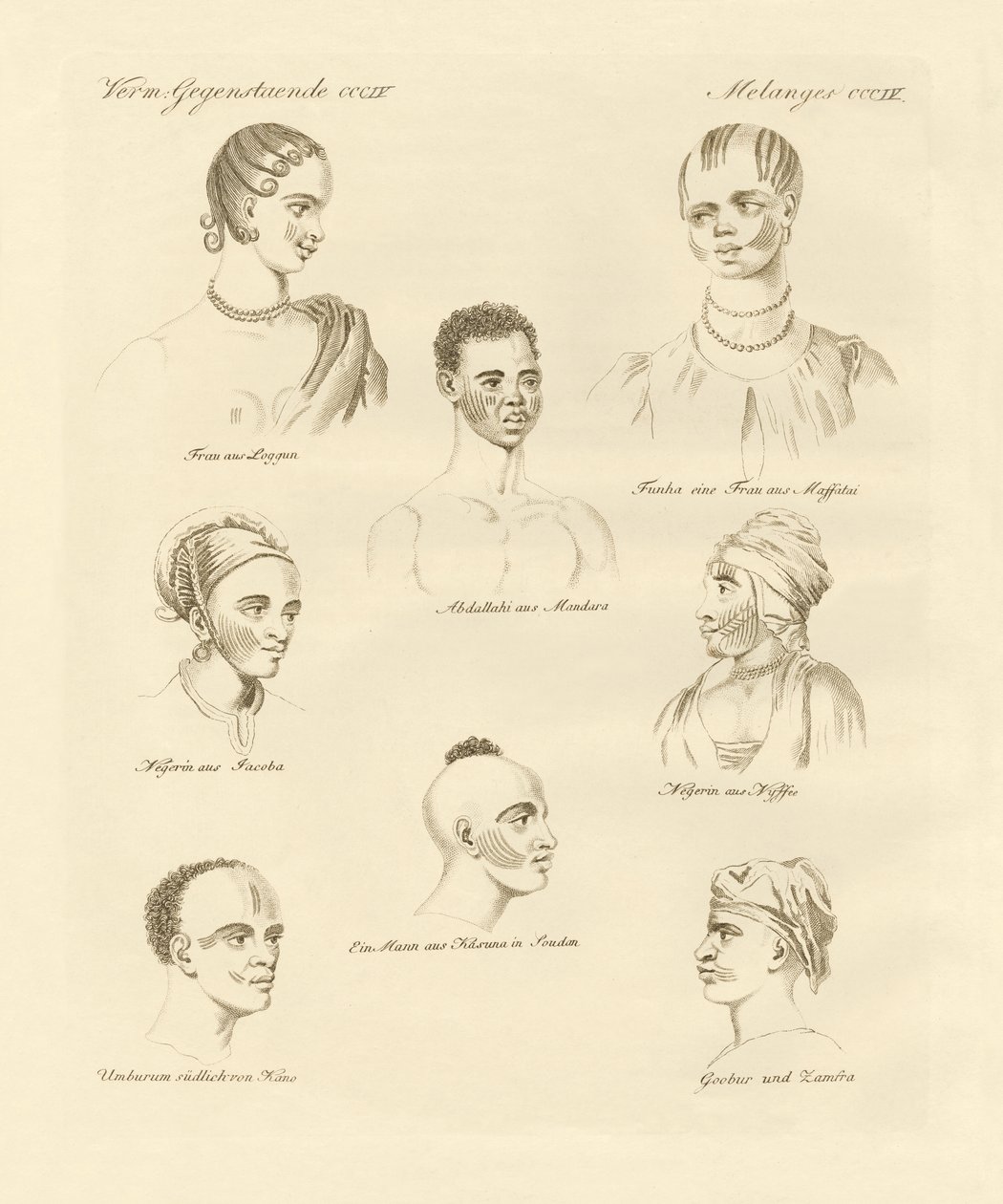 Tribo negra no meio da África (gravura colorida) de German School