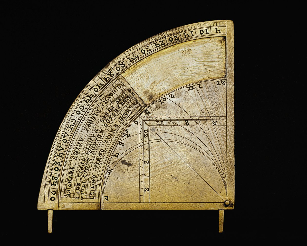 Mostrador Brassy com deslizador feito na Alemanha. Raio reduzido 12,2 cm. Século XIV Florença, istituto e museo di storia delle scienze de German School