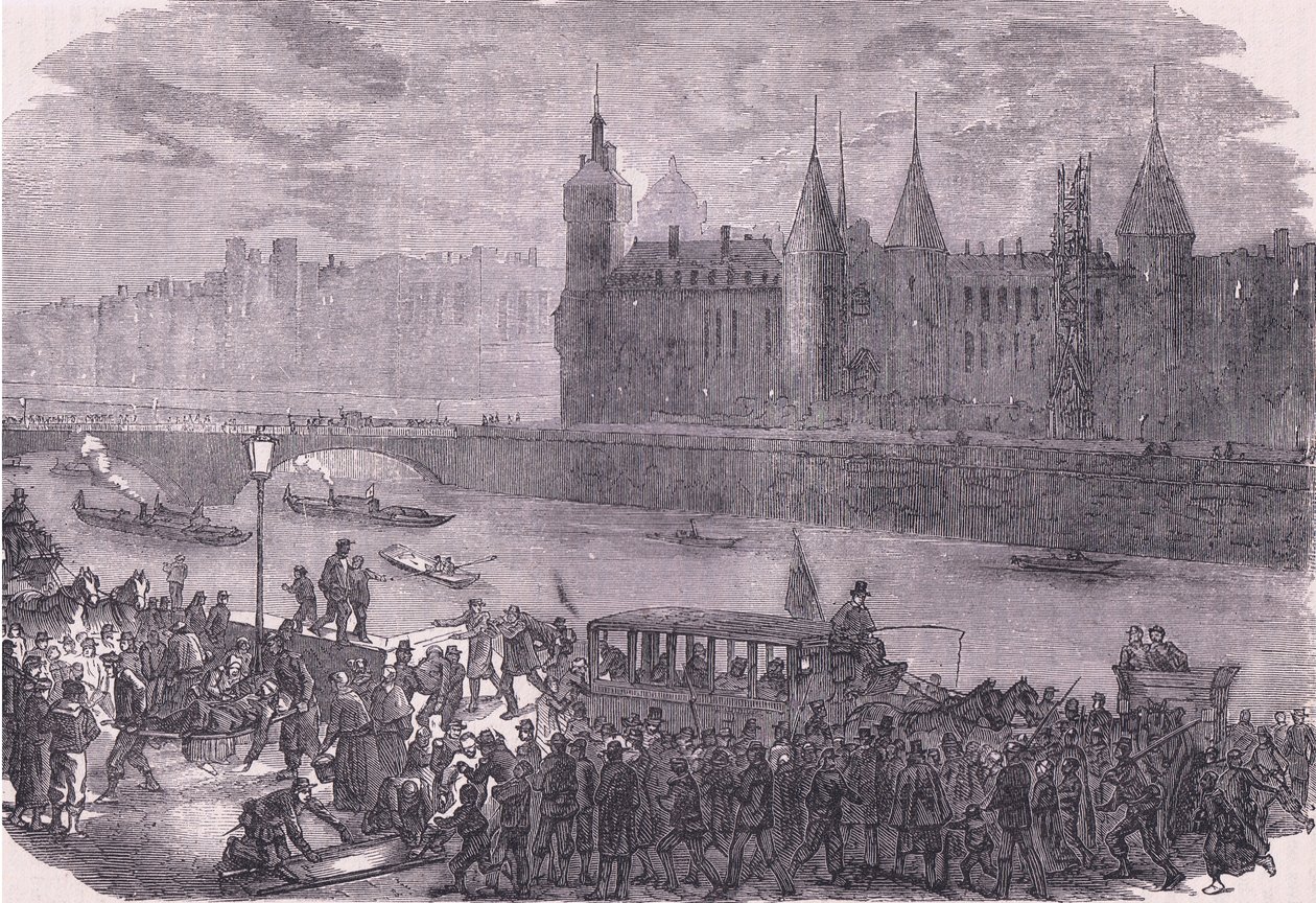 Trazendo os feridos, História da Guerra entre a França e a Alemanha publicada pela Cassell and Company Limited, c.1890 (litho) de German School