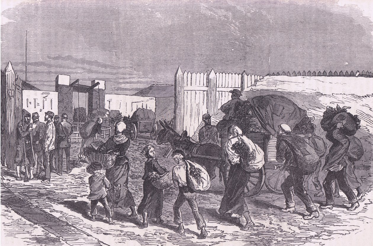 Trazendo legumes dos subúrbios, Cassells History of the War between France and Germany publicado por Cassell and Company Limited, c.1890 (litho) de German School