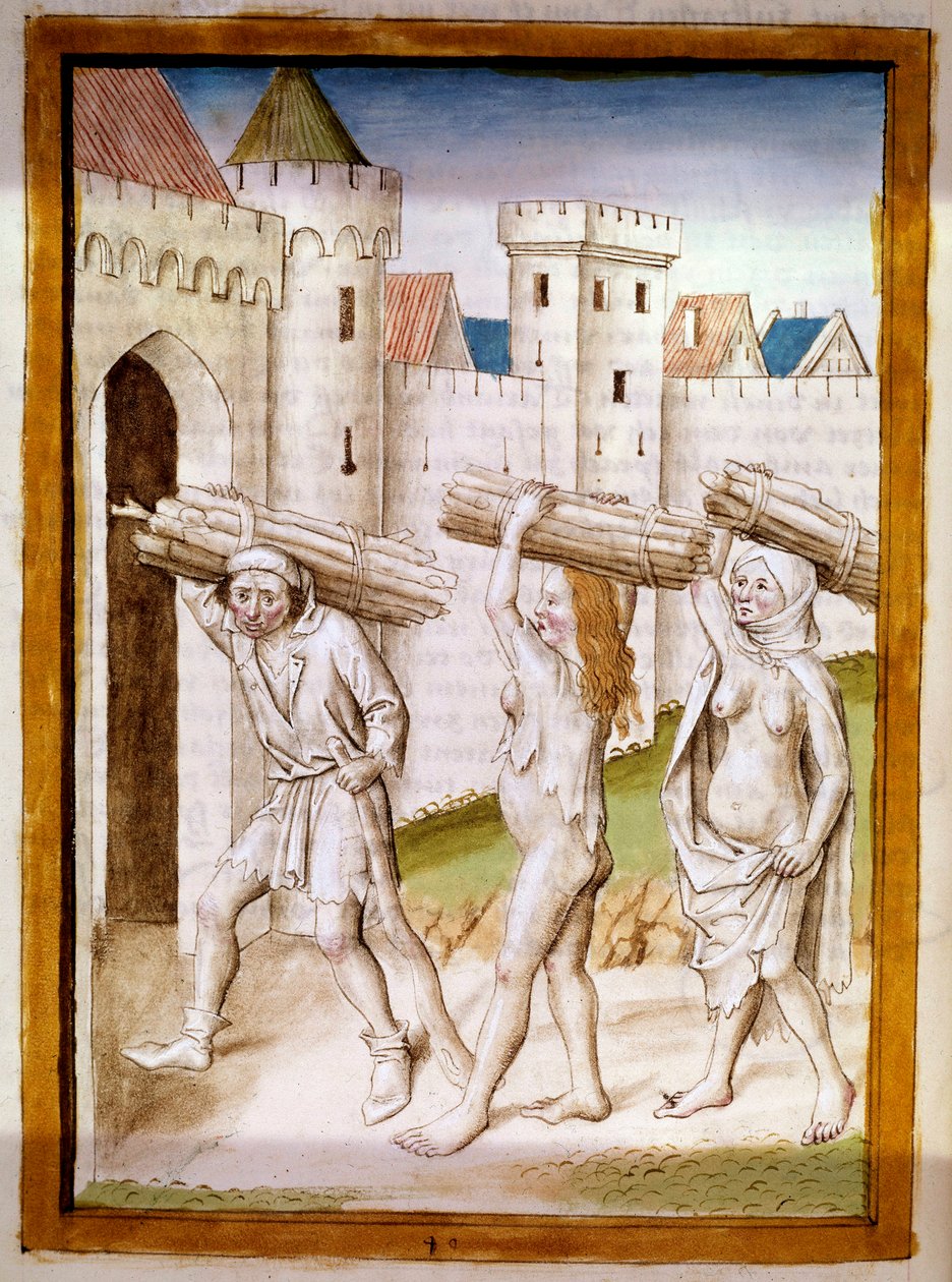Miniatura de Bucherons retirada de uma tradução alemã das fábulas de "Kalila (Calila) e Dimna" de Bidpai. Chantilly do século XV, Musee Conde de German School
