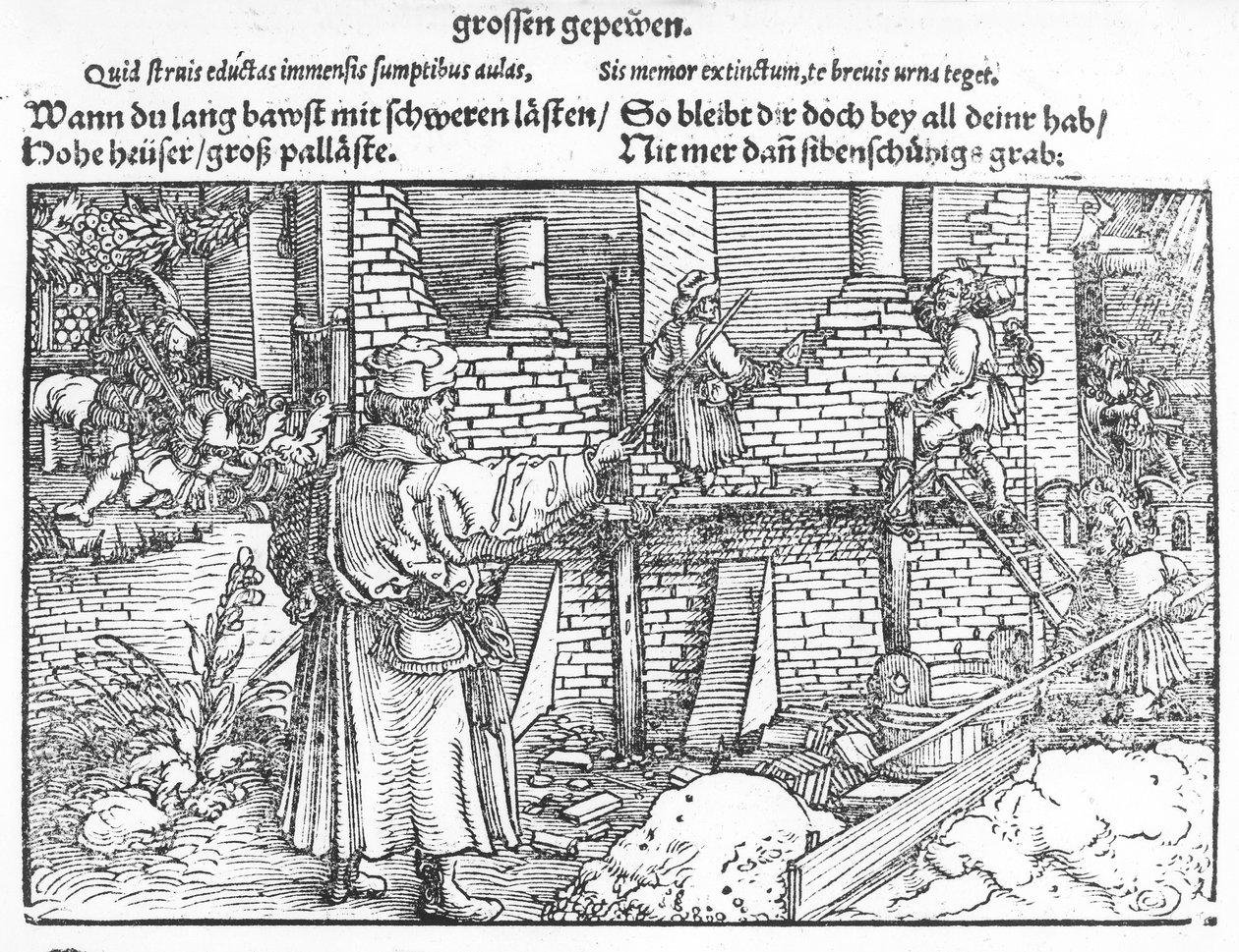 Construção, c.1520 (xilogravura) de German School