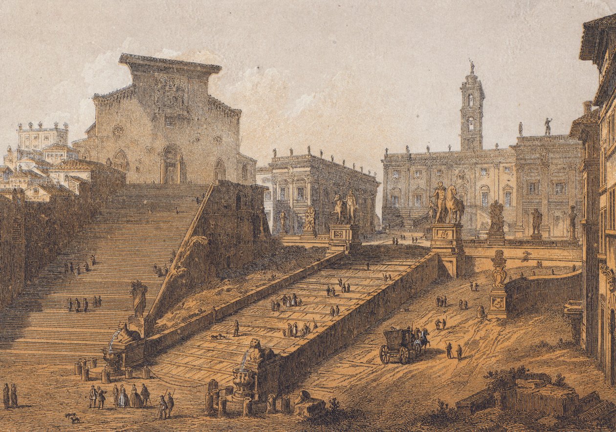 Monte Capitolino, Roma (litografia a cores) de German School