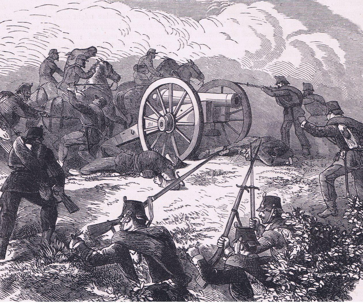 Captura de uma arma de campo, Cassells History of the War between France and Germany publicada pela Cassell and Company Limited, c.1890 (litho) de German School
