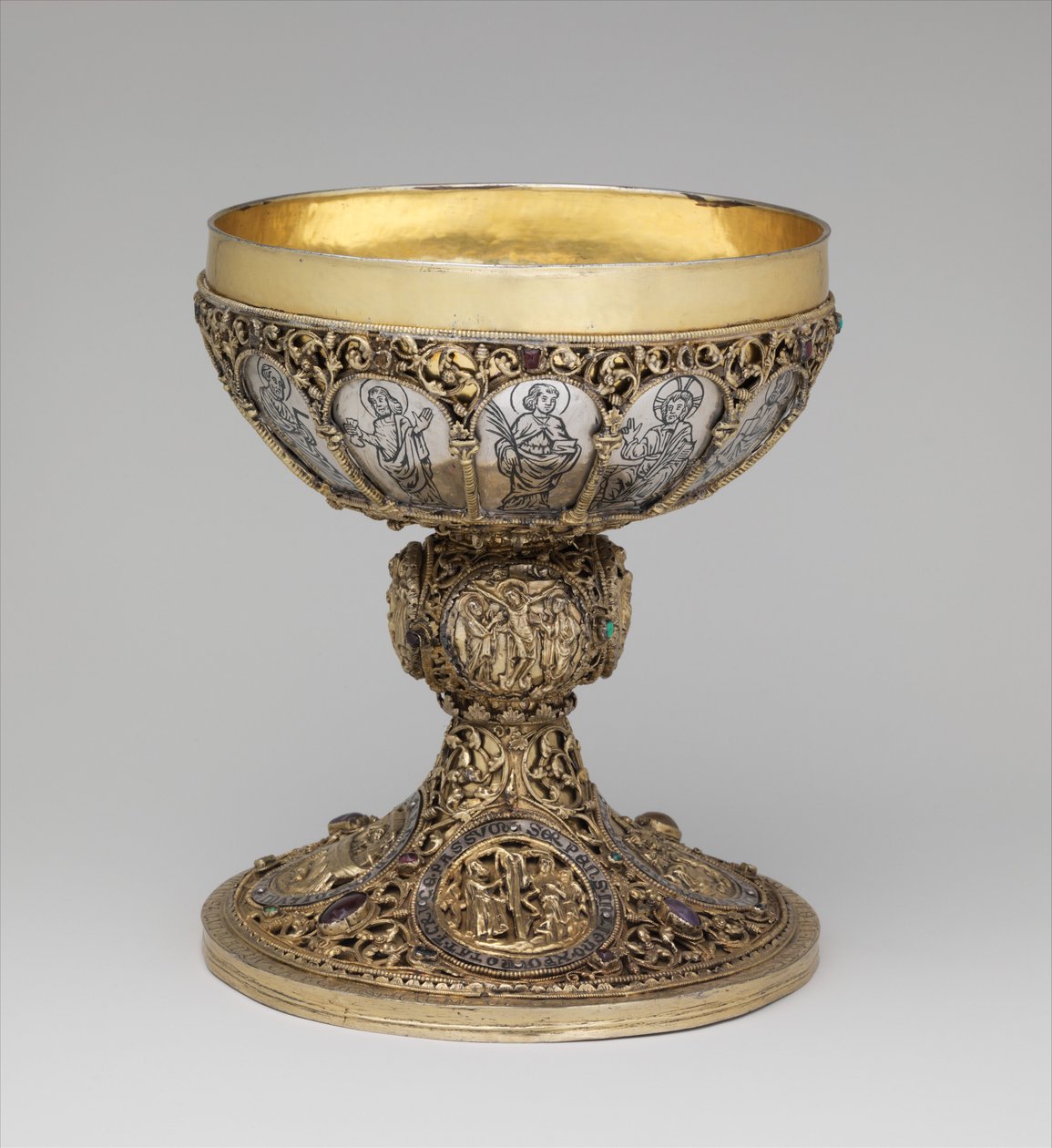Cálice, c.1230-50 (prata, prata dourada, niello e joias) de German School