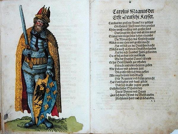 Carlos Magno (742-814) de "A Origem dos Doze Antigos Reis e Príncipes da Nação Alemã". de German School