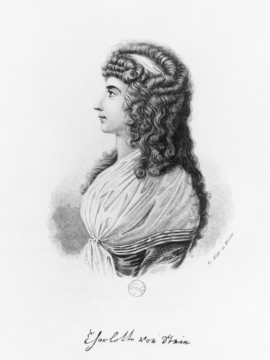 Charlotte von Stein, nascida von Schardt, do final do século XVIII ao início do século XIX, gravada por G. Wolf de German School