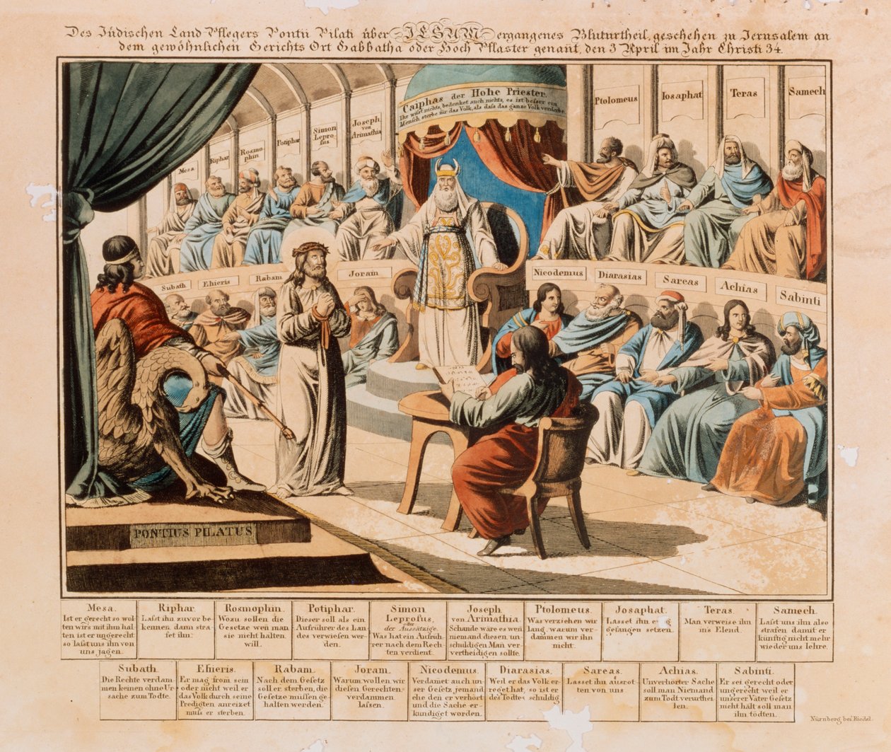 Cristo antes de Pilatos, publicado por Riedel, Nuremberg, 1830 de German School